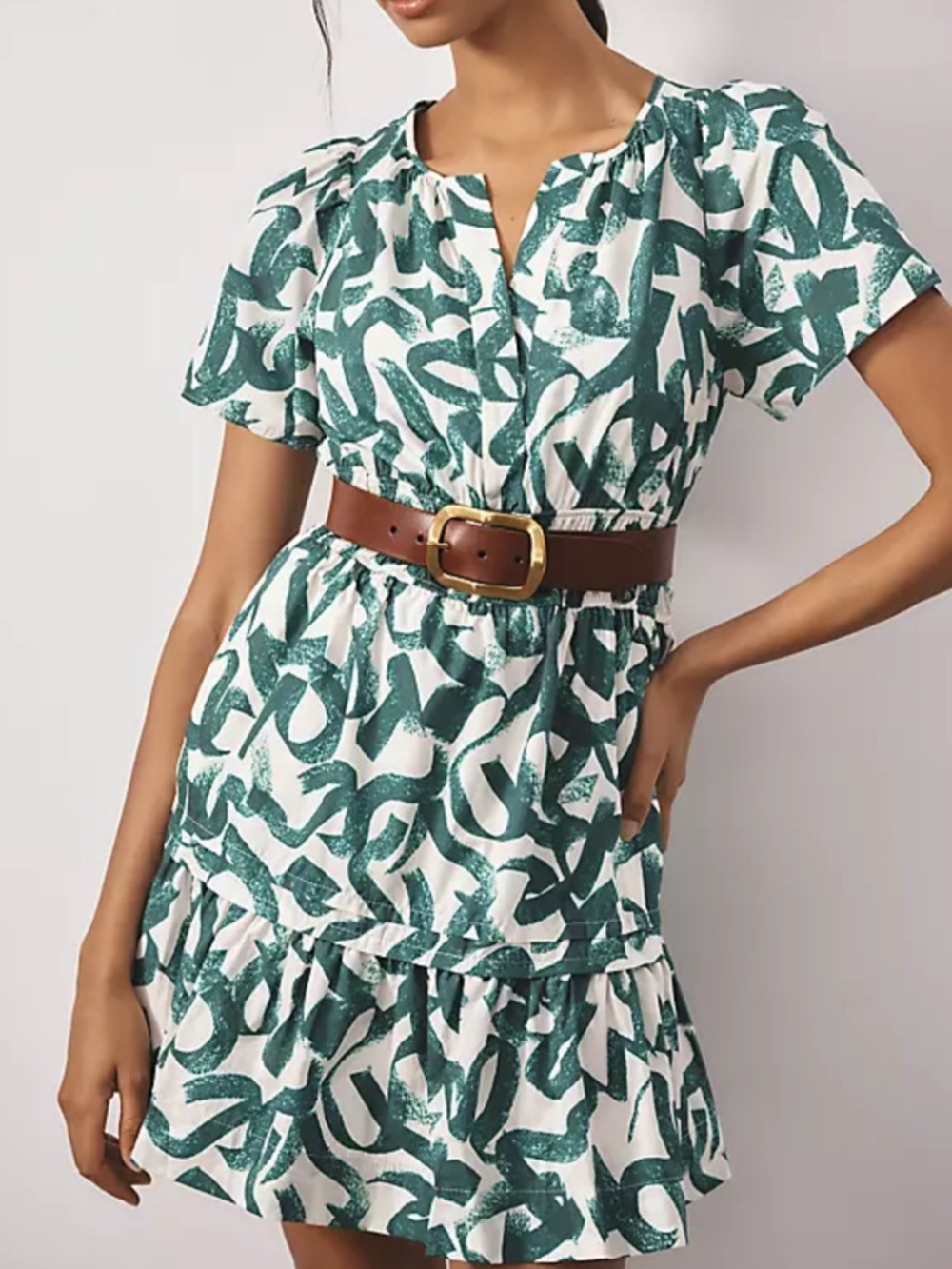 Anthropologie Somerset Dress  with pockets Green Print RARE Size M!